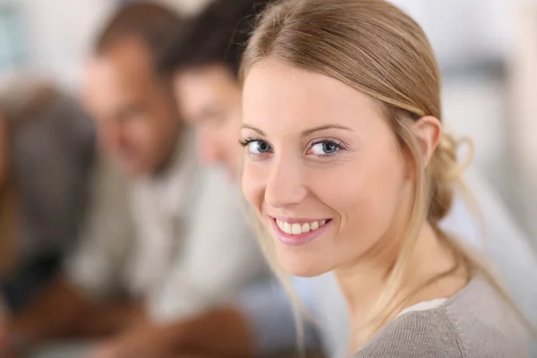 Blond girl in class — Stock Photo, Image