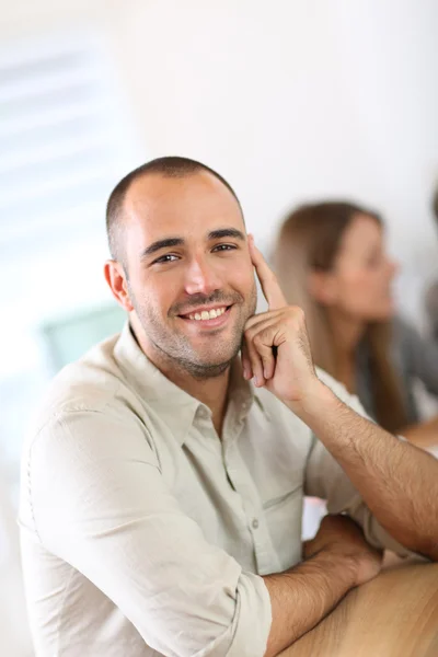 Man attending business school project Royalty Free Stock Images