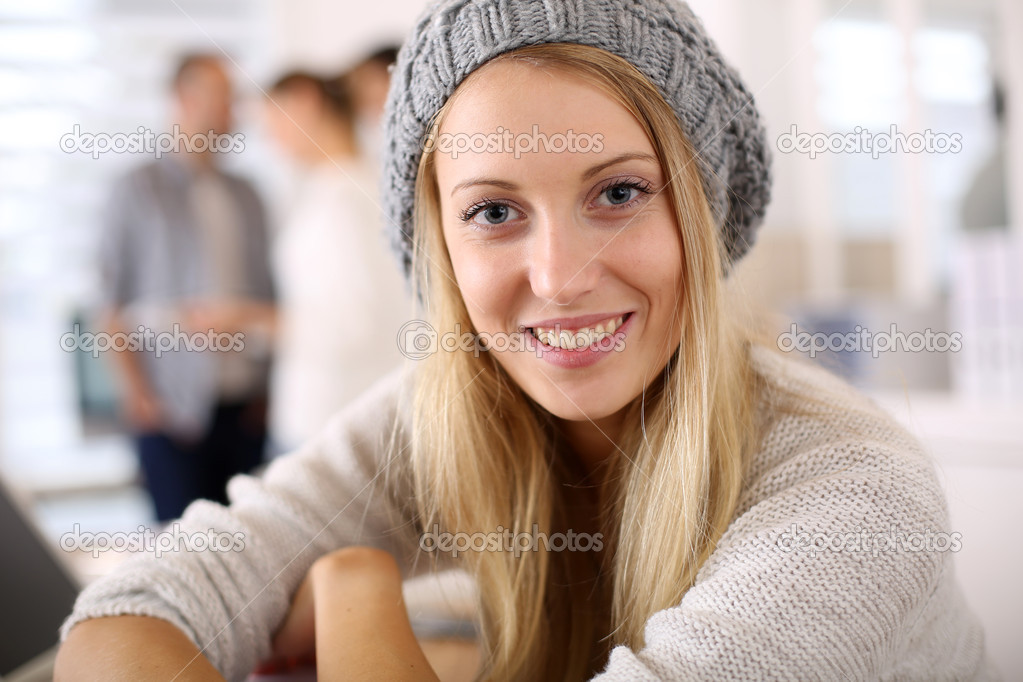 Student girl sitting in class