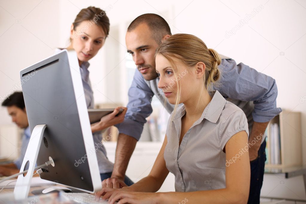 People working on project in office