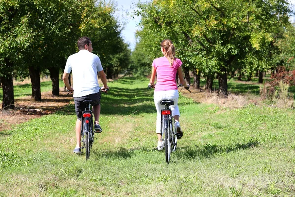 Пара їздять на велосипедах — стокове фото
