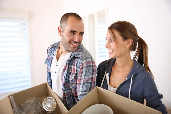 Adults with cardboard boxes — Stock Photo, Image