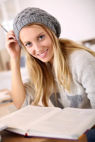 Student girl reading school books Stock Image