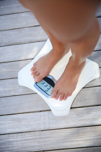 Woman check on weight