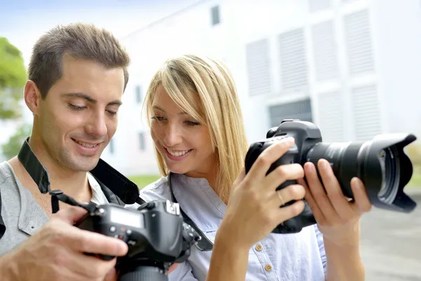 Photographers in training session — Stock Photo, Image