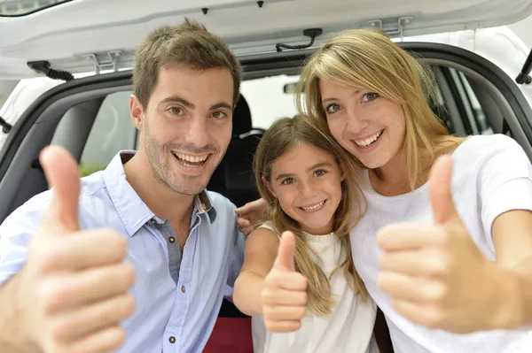 Rodina ukazuje palec — Stock fotografie