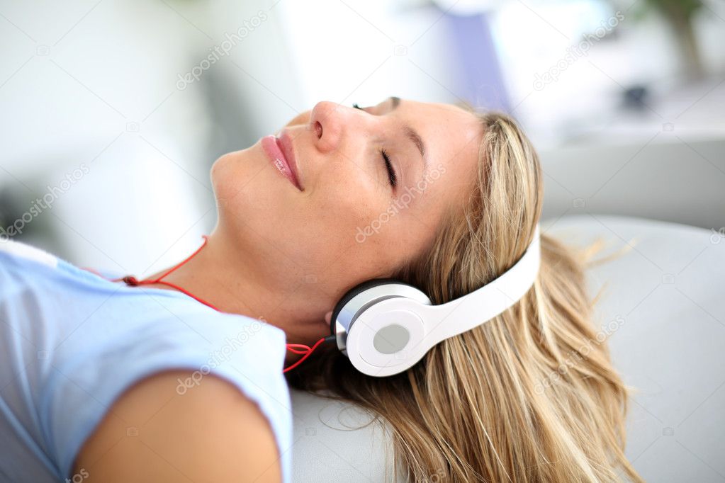 Woman relaxing with music