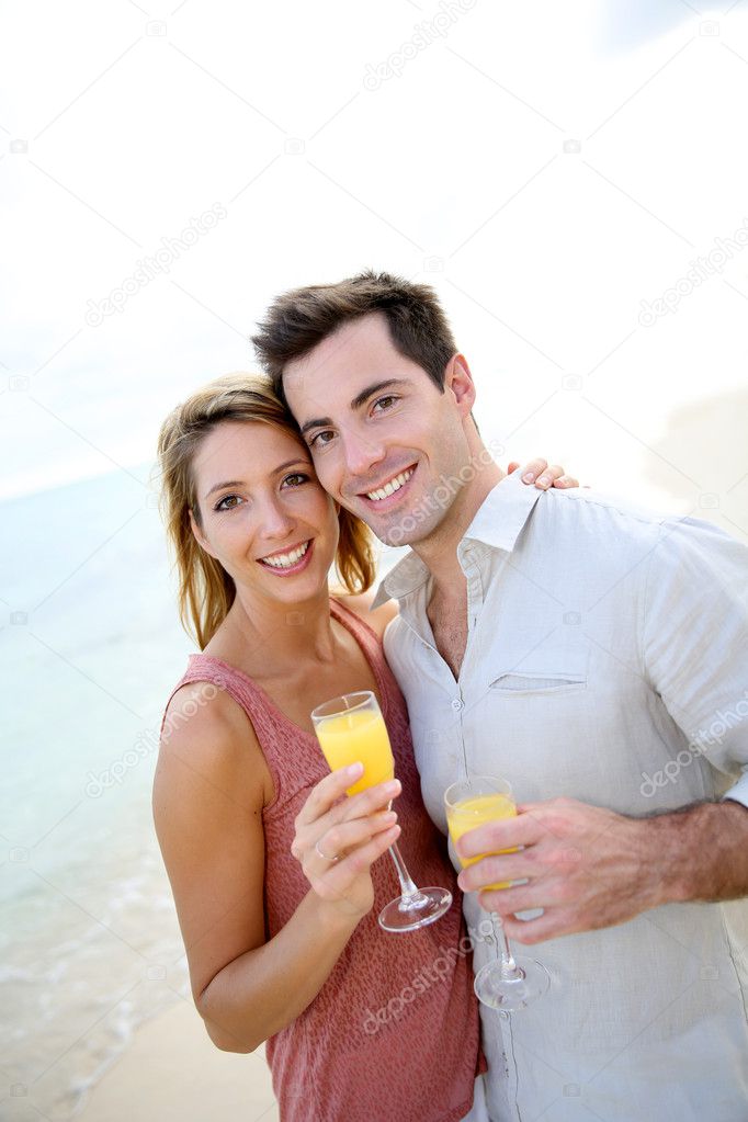 Couple enjoying cocktail