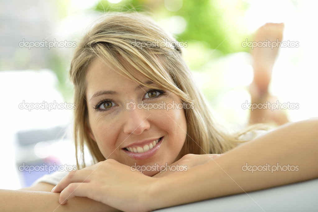 Smiling blond woman