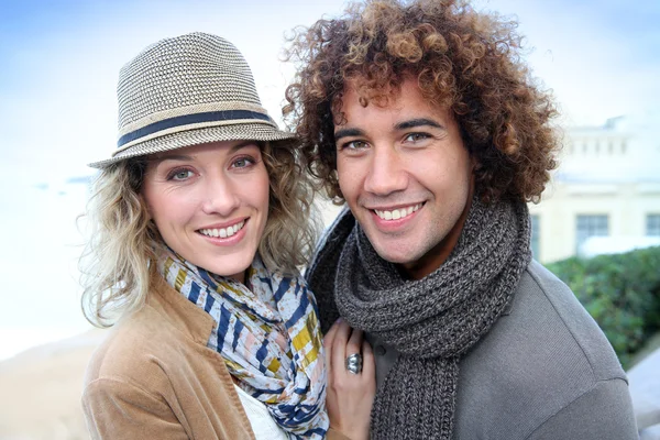 Trendy cheerful couple — Stock Photo, Image