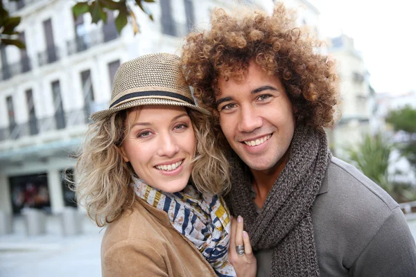 Trendy cheerful couple — Stock Photo, Image