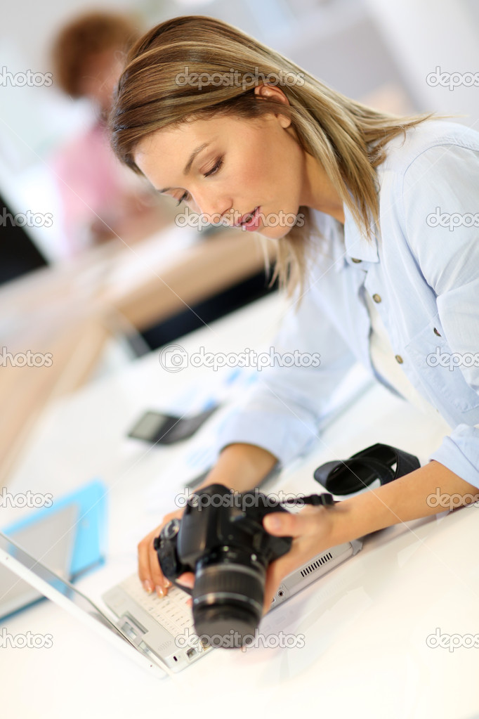 Reporter looking at camera