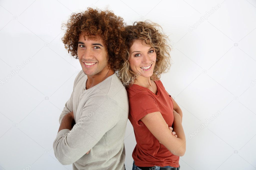 Modern smiling couple