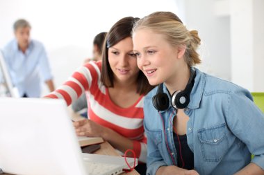 Students studying together clipart