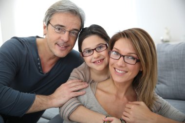 Family wearing eyeglasses