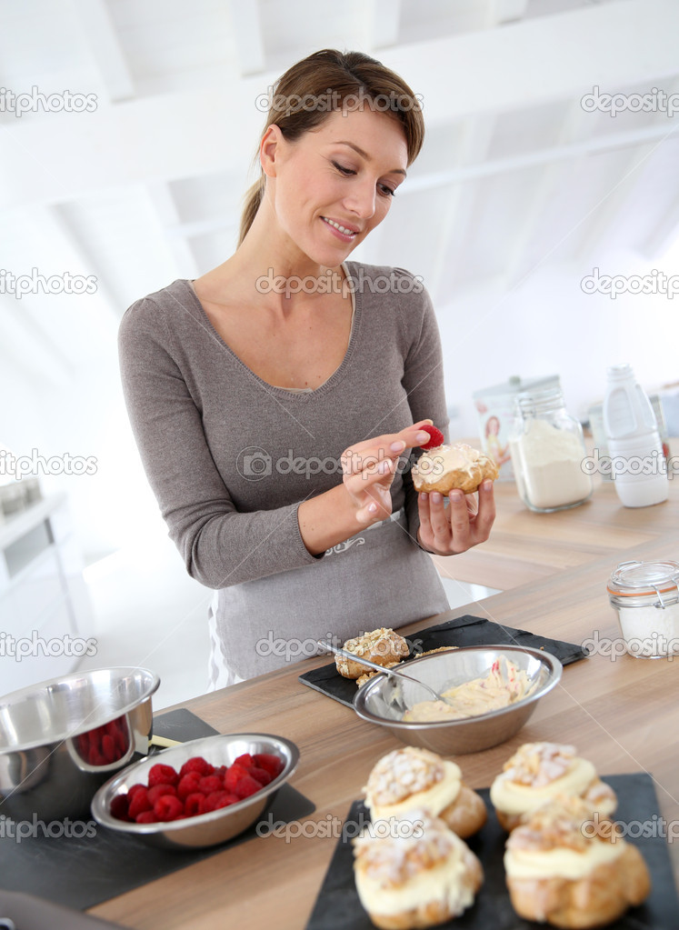 Woman preparing puffs