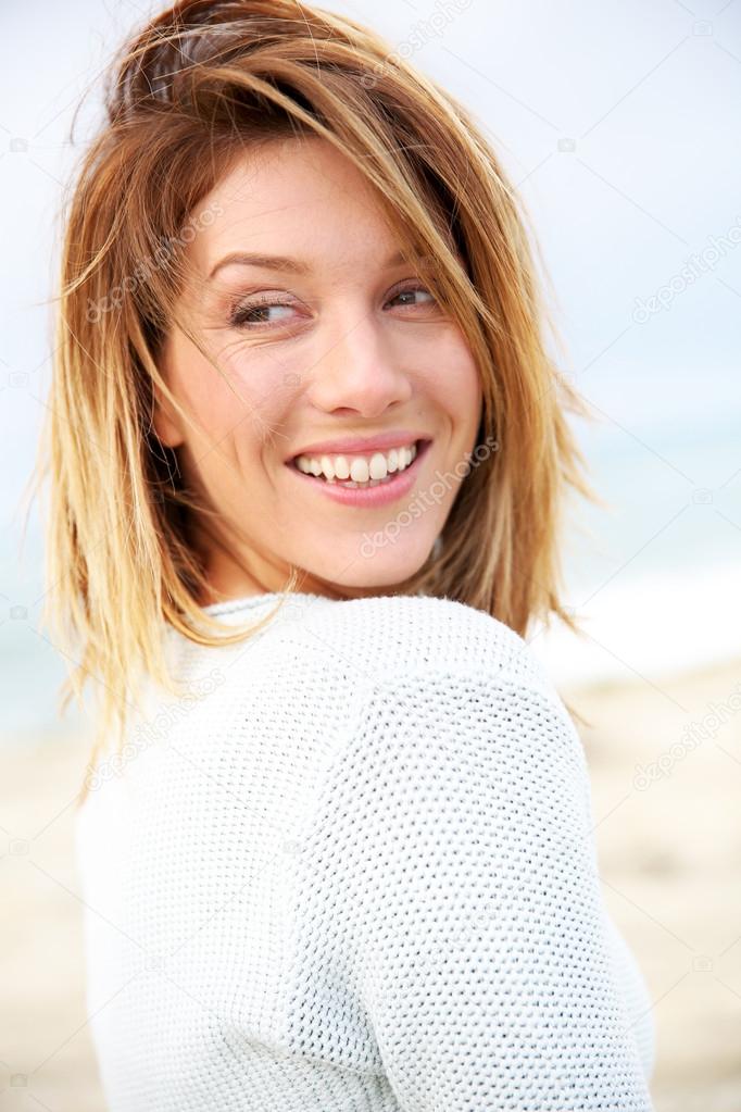 Mature woman on beach