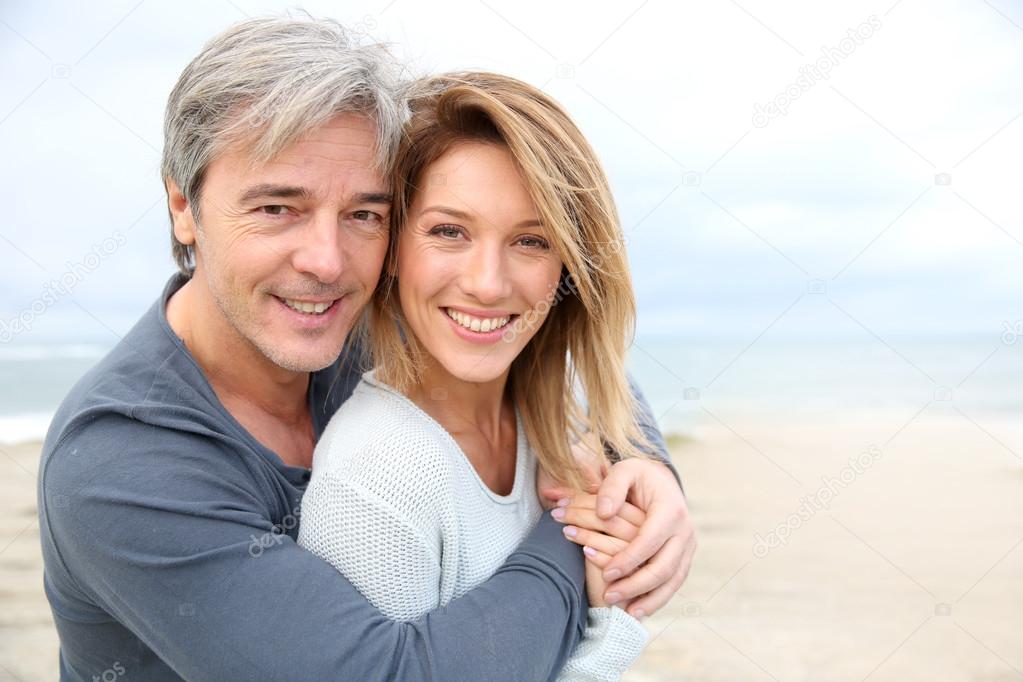 Mature couple embracing