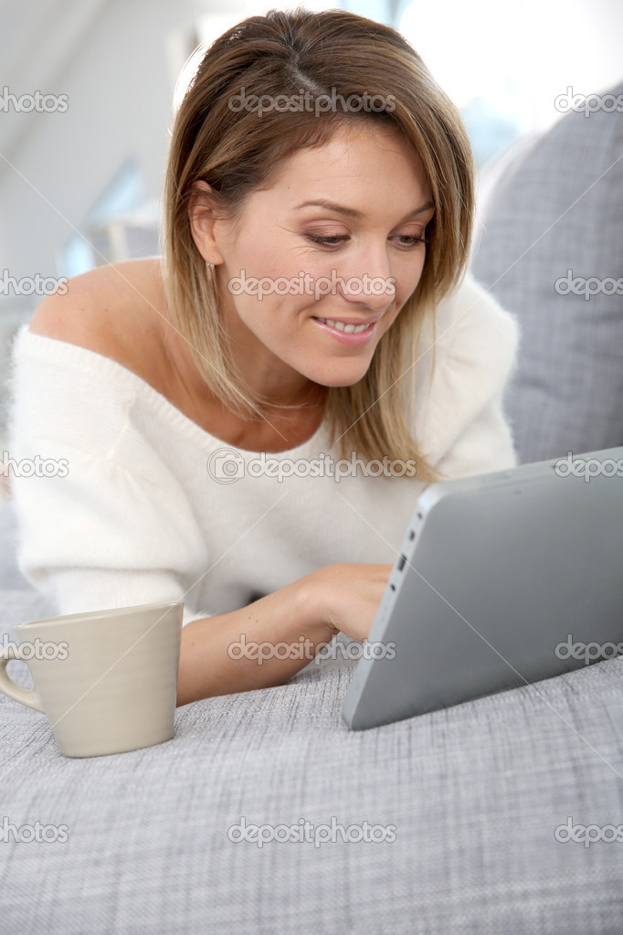 woman websurfing on internet