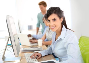 Woman attending business training clipart