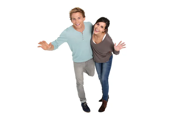 Cheerful couple laughing outloud — Stock Photo, Image