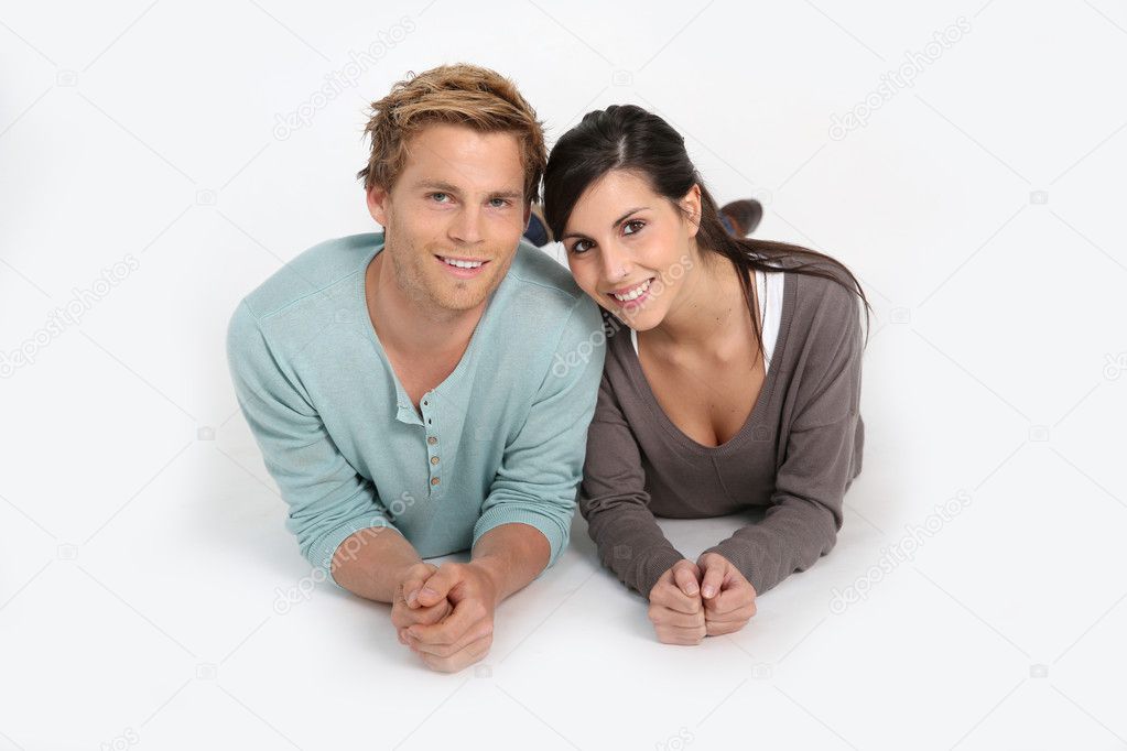 Couple laying on the floor