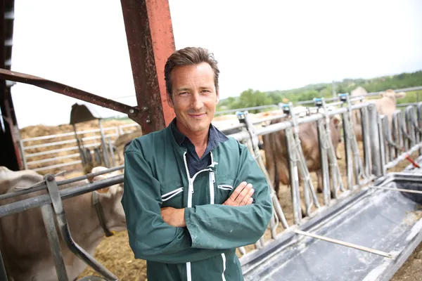 Farmer in barn — Stock Photo, Image