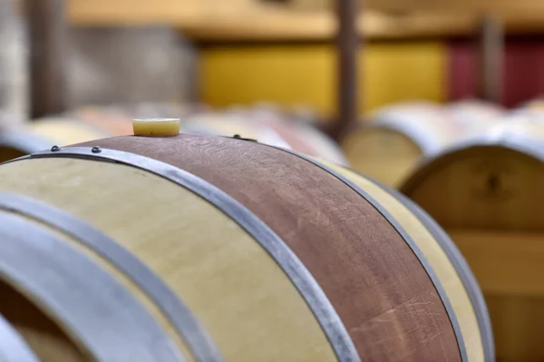 Barrel in wine cellar — Stock Photo, Image