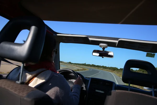 Woman driving car