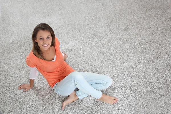 Woman on home floor — Stock Photo, Image