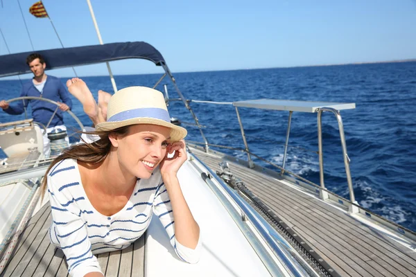 Woman on boat — Stock Photo, Image