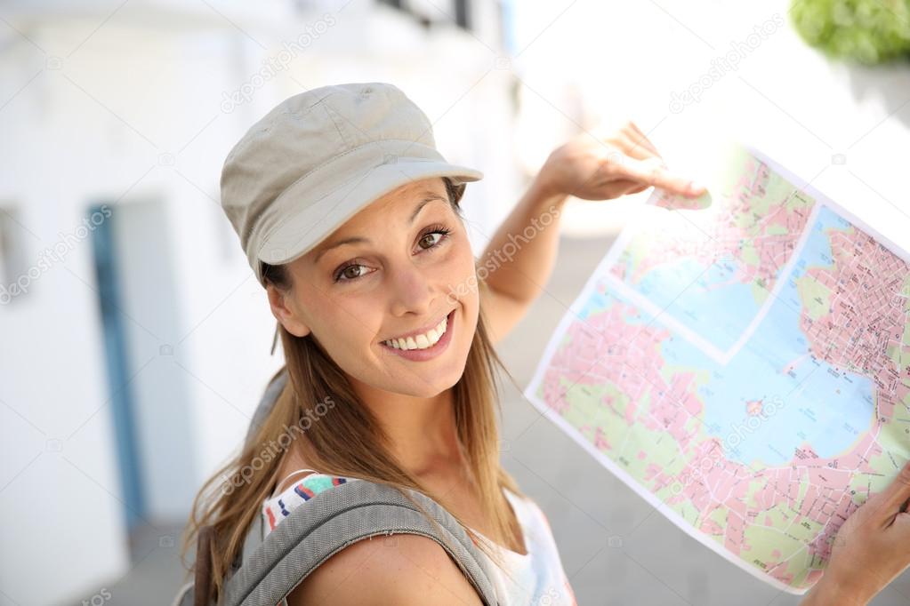 Girl holding map