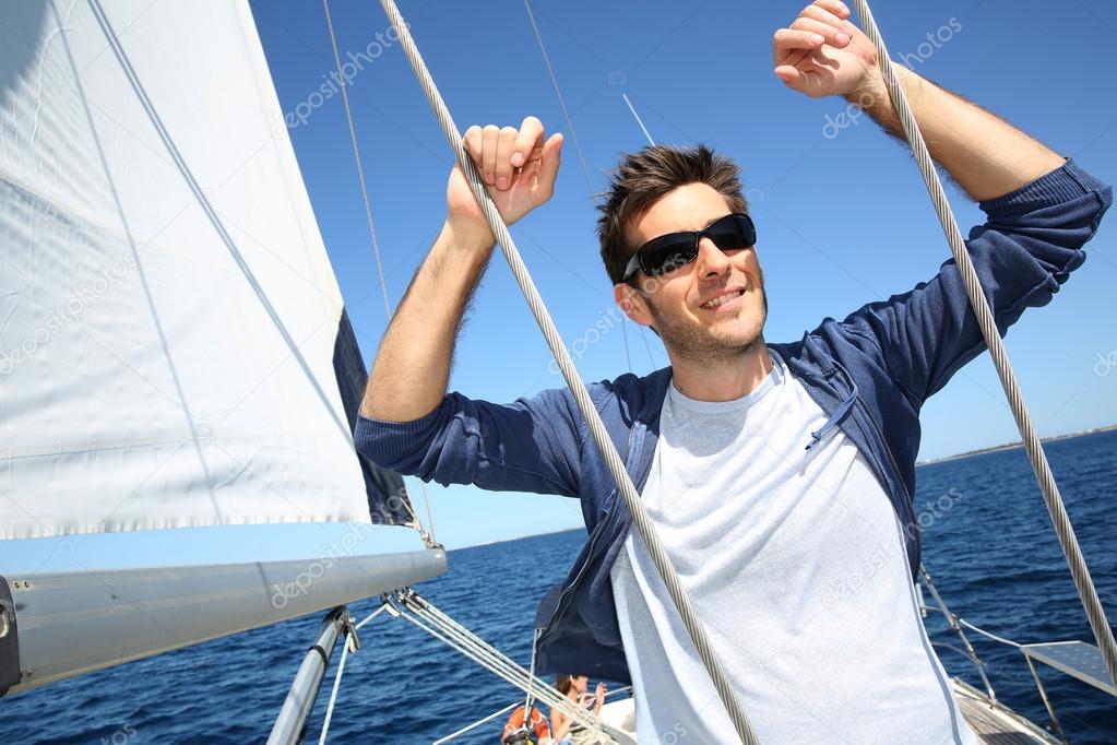 Skipper while sailing