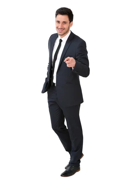 Businessman pointing by hand — Stock Photo, Image