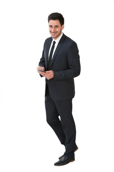 Businessman holding smartphone — Stock Photo, Image