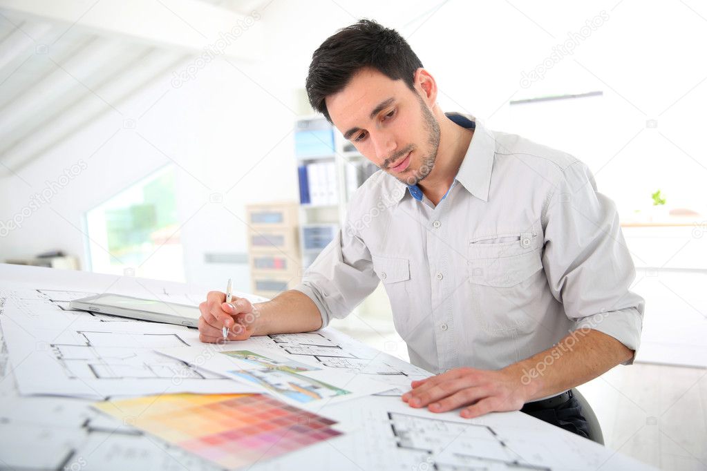 Architect in office