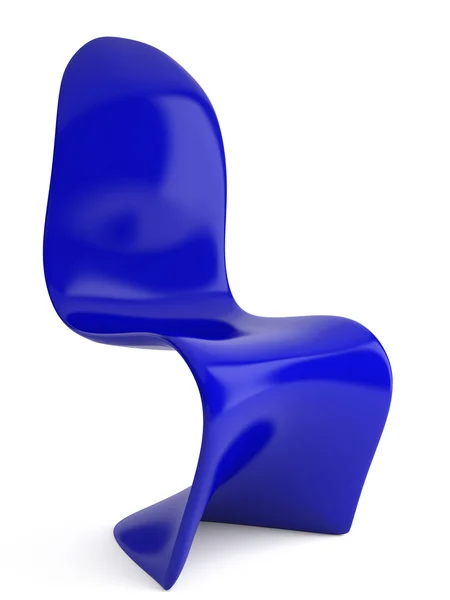 modern mobilya. beyaz zemin üzerine mavi plastik sandalye render.