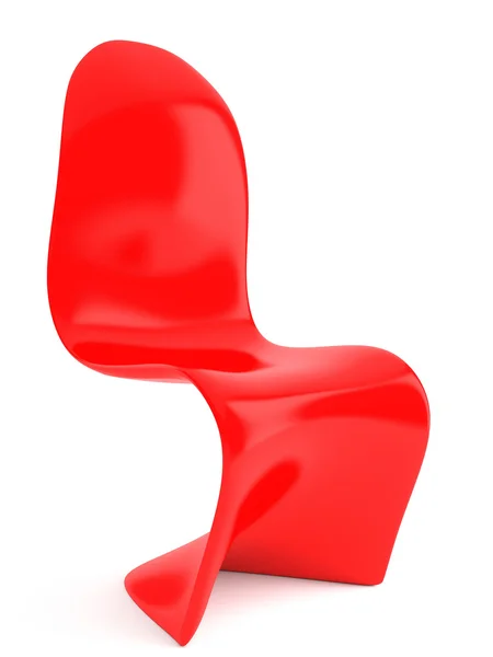 modern mobilya. beyaz zemin üzerine kırmızı plastik sandalye render.