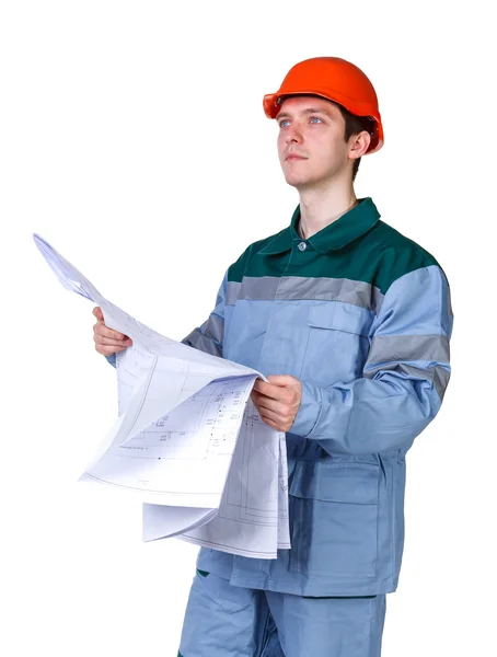 Imagen de un joven trabajador de la construcción — Foto de Stock