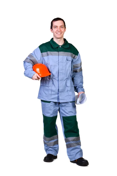 Isolated picture from a young construction worker — Stock Photo, Image
