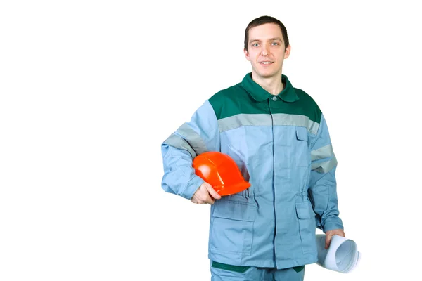 Isolated picture from a young construction worker — Stock Photo, Image