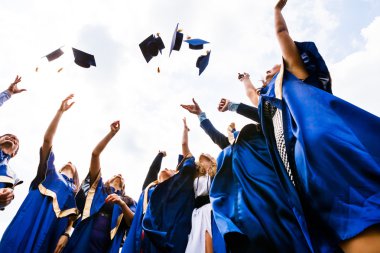 Group of happy young graduates clipart