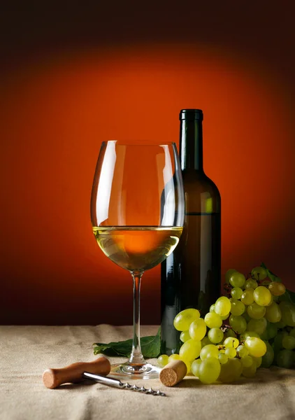 Flaska och glas rött vin — Stockfoto