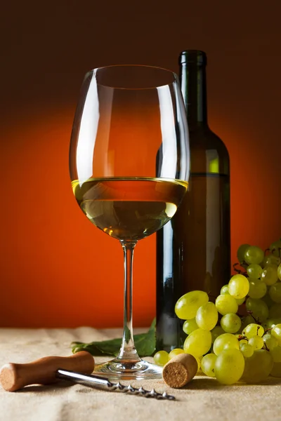 Bouteille et verre de vin rouge — Photo