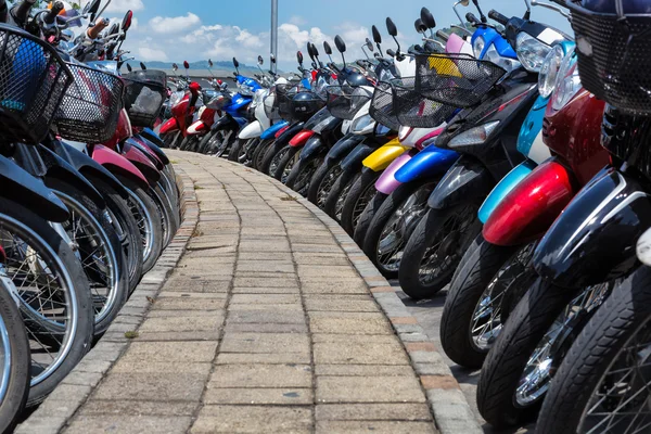 Many motorbikes at the parking — Stock Photo, Image