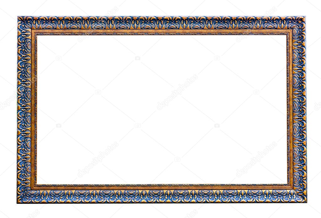 Golden old photo frame - isolated