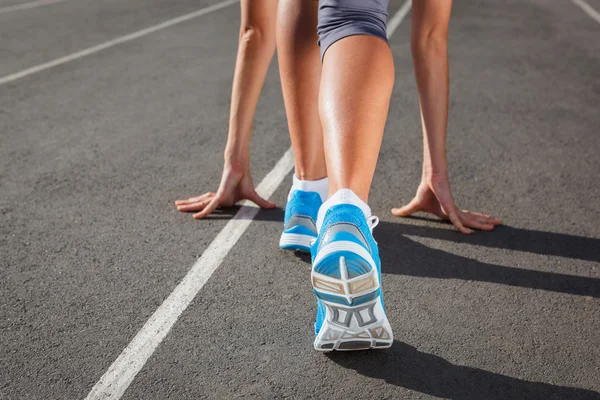 Fecho do sapato de corredores - conceito de corrida — Fotografia de Stock