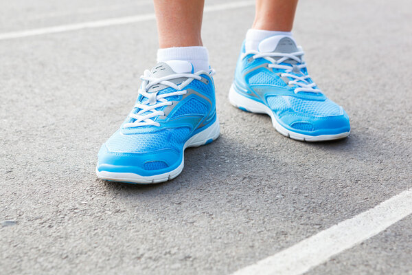 Closeup of runners shoe - running concept