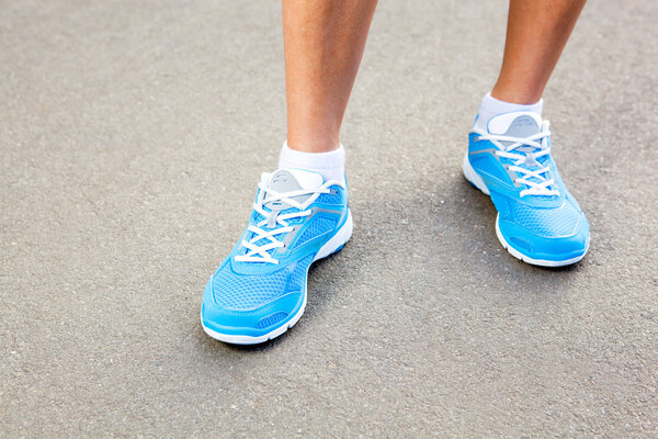 Closeup of runners shoe - running concept