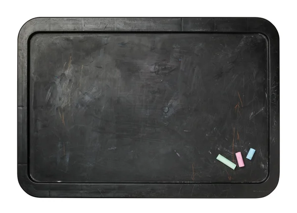Small black chalkboard isolated on white background. — Stock Photo, Image